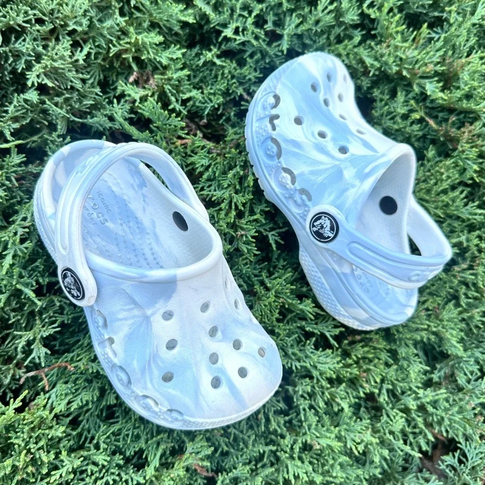 Crocs Kids Baya Marbled Clogs Toddler Size 7 Blue Sandals